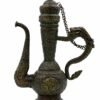 VINTAGE TIBETAN BRASS DRAGON EWER ANTIQUE HANDCRAFTED ASIAN PITCHER WITH CHAINED LID(12 INCH)
