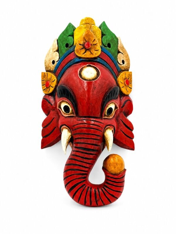 Sacred Crimson Ganesha Wall Mask