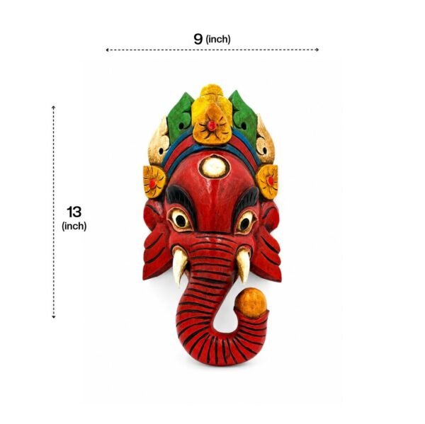 Sacred Crimson Ganesha Wall Mask