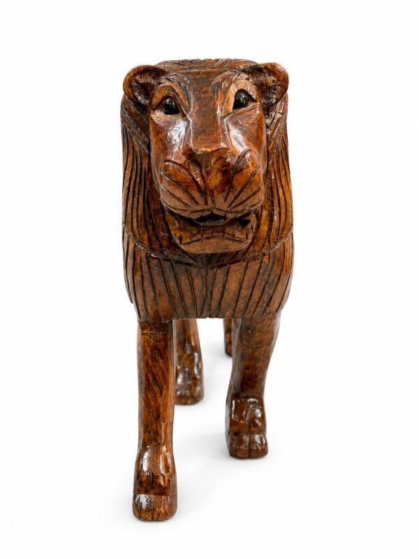 Handcrafted Wooden Lion Sculpture